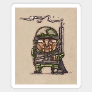 Soldier with his riffle illustration Sticker